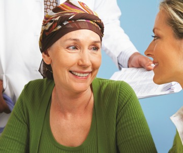 Female cancer patient smiling