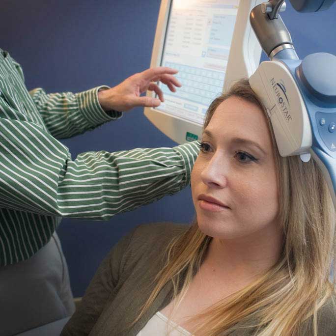 Patient getting a NeuroStar treatment for their mental health.