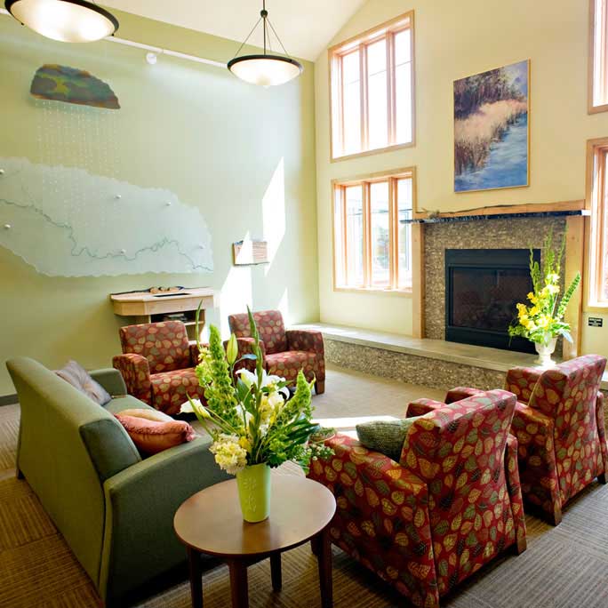 The interior of Samaritan Evergreen Hospice in Albany, Oregon.