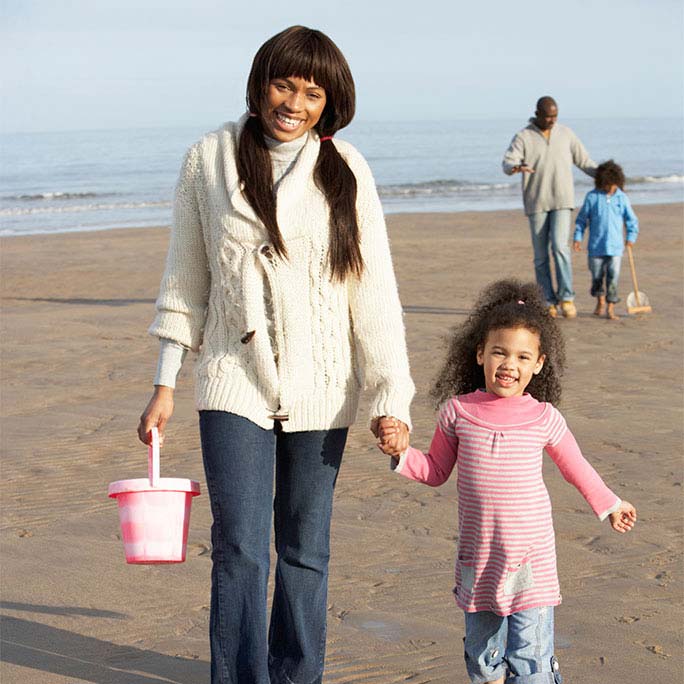 Family on the beach.