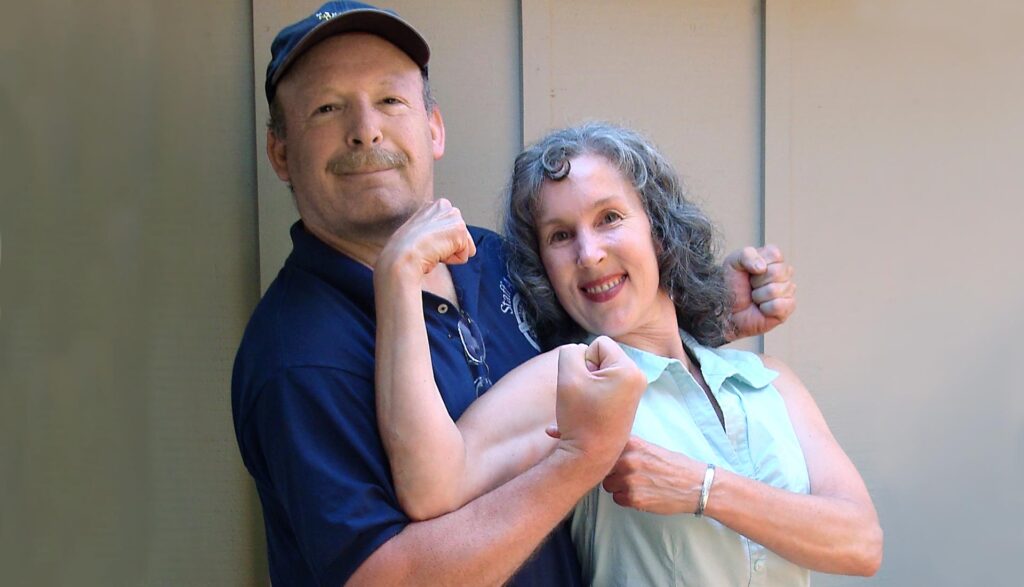 Randall with his sister.