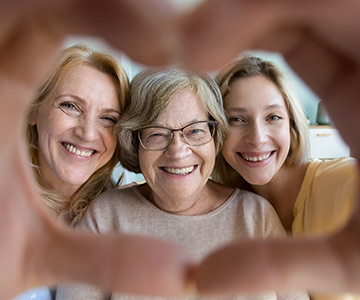 A multigenerational picture of a mom, her mother and her adult daughter.