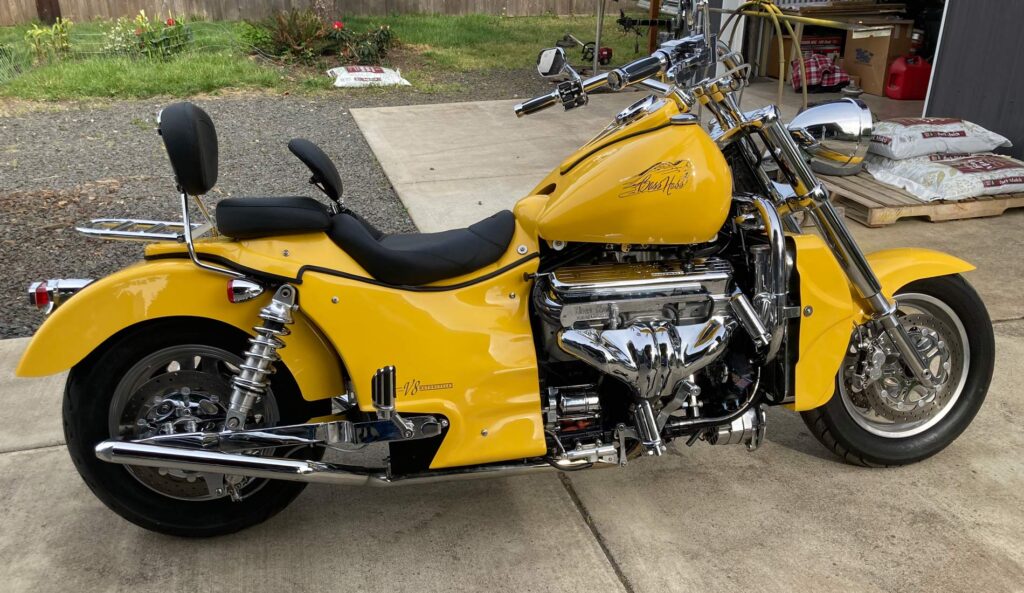 Kent's motorcycle after its own rehab looking good as new.