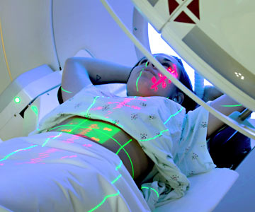Patient receiving radiation treatment