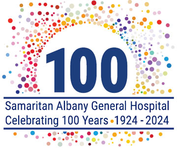 Samaritan Albany General Hospital 100th anniversary celebration graphic.