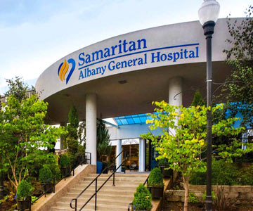Front steps of Samaritan Albany General Hospital.