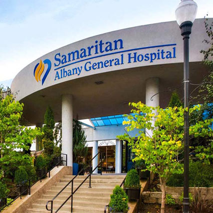 Front entry of Samaritan Albany General Hospital.