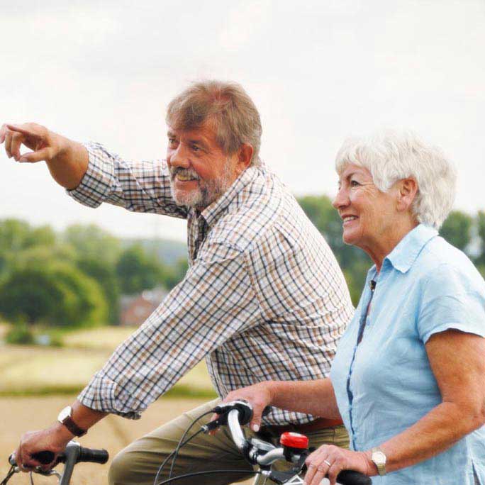 Seniors bike riding