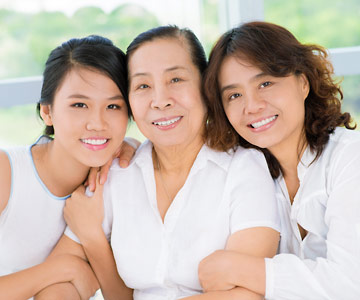 Three generations of women smiling