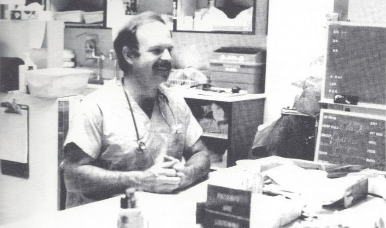 David L. Haffner, MD, was the hospital's first resident Emergency Department physician before the department operated 24 hours a day, 1987.