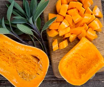 Winter squash cut in half