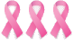 three pink ribbons in a row.